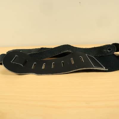 Vintage 90s Bass Guitar Nylon Guitar Strap Black w/ Leather tabs image 7