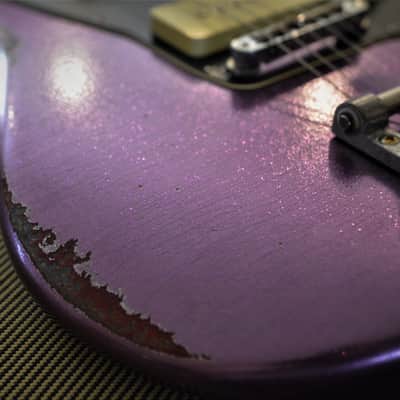 American Fender Jazzmaster Limited Edition Custom Heavy Relic Nitro Purple Sparkle image 19