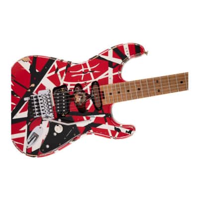 EVH Striped Series Frankenstein Frankie Basswood, Sturdy and Dependable 6-String Electric Guitar (Right-Handed, Red with Black Stripes Relic) image 5