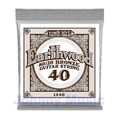 .040" Earthwood 80/20 Bronze Wound Over Brass-Plated High-Carbon Steel Hex-Core Acoustic Guitar Single String image 1
