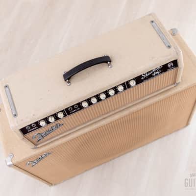 1963 Fender Showman Blonde Brown Panel Vintage Piggyback Tube Amp 1x15 Tone Ring w/ JBL D130F image 4