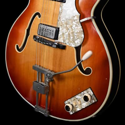 Höfner President Guitar from mid 60's in Cherry Burst with original Bag image 6