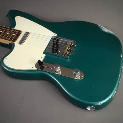 LEFTY! USA Boutique Custom Relic Sherwood Green Metallic Nitro Lacquer Jazzcaster Telemaster Guitar Left 7.2 lb HSC image 18