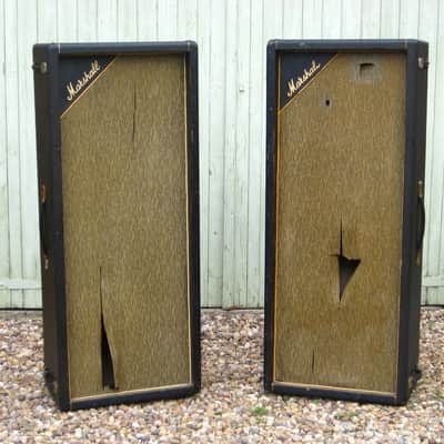 Marshall #1969 Pinstripe Cabinets with Two Matched Quads of Celestion G12M 20W T1221 Greenbacks 1967 image 3