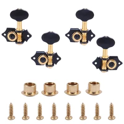 2R2L Black-Plated Tuning Peg Machine Head Tuners For 4 String Ukulele Guitar Bass-Gear Ratio 1:19 Bass Tuning Key Pegs Machine Head Replacement (GC501B) image 1