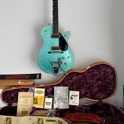 Masterbuilt Gretsch USA Custom Shop GONZALO MADRIGAL  G6129 CS 1957 Jet Turquoise Sparkle Heavy Relic image 20
