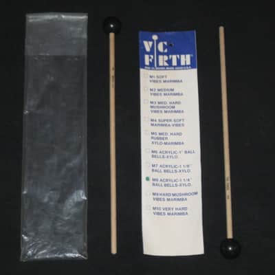one pair new old stock (with packaging) pair of Vic Firth M8 American Custom Bells, Xylophone & Keyboard (Hard Acrylic) 1 1/4" Ball, birch natural wood shafts (sticks) image 2