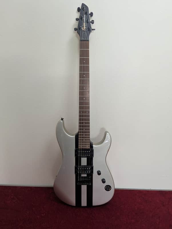 Fender Squier Showmaster Rally Stripe 2004 - Silver / Black Racing Stripe Rare Colorway Electric Guitar image 1