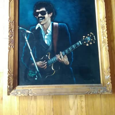 Vintage 70's Carlos Santana Ibanez Guitar Velvet Painting 28" X 32" 1970's image 1