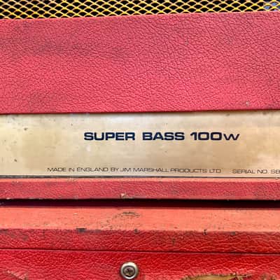 Marshall JMP 1992 Super Bass 100 Watts 1969 & Cabinet 1935 Red Half-Stack image 10
