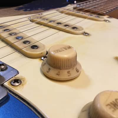 USA Relic Strat Style Electric Guitar Metallic Blue Nitro by Nate's Relic Guitars image 7