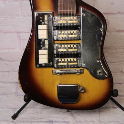 👀Vintage 1960s Zimgar Teisco SS-4L - Rare 4 Pickup Ry Cooder Gold Foil image 3