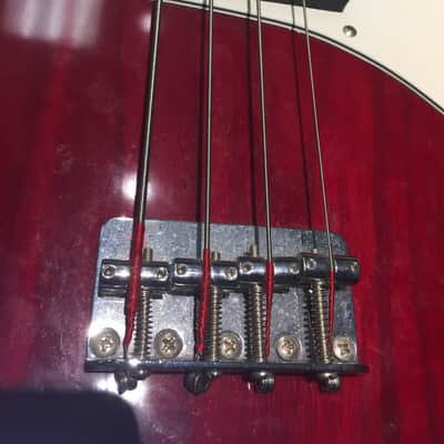 Fullerton Electric 4 Stings Bass Guitar, Red & White image 11