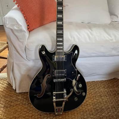Hagstrom TREVIDLX-BLK Tremar Viking Deluxe Semi-Hollow with Tremolo 2010s - Gloss Black image 1