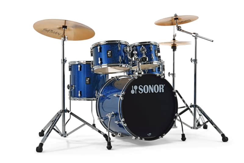 Sonor AQX Studio Blue Ocean Sparkle 5pc Complete 20x16, 10x7, 12x8, 14x13, 14x5.5 | Drums & Hardware | Authorized Dealer image 1