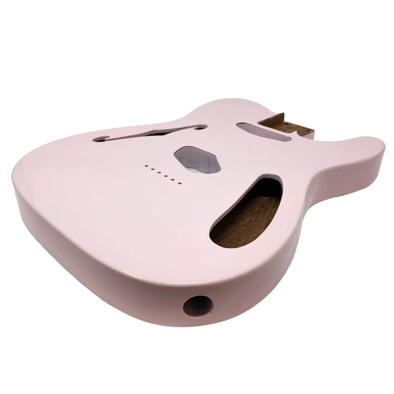 Brio Pink T-Style Thinline Guitar Body – Roasted Ash – Fender-Spec – Semi-Hollow image 1