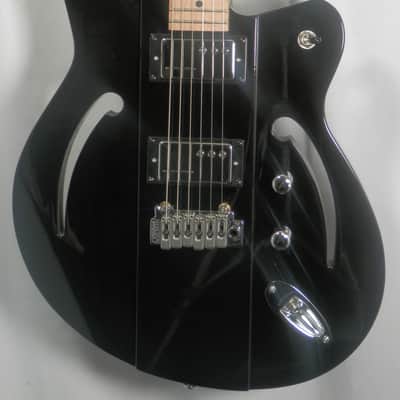 Reverend AirSoinc W Midnight Black Semi Hollow Thru-Body F Holes w/ WIlkinson Trem image 1