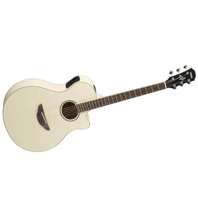 Yamaha APX600 Thinline Body Cutaway Acoustic-Electric Guitar, Vintage White image 3