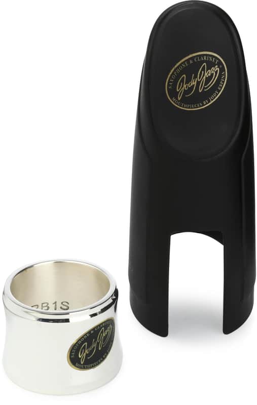 JodyJazz HRB1S Power Ring Ligature with Cap for Hard Rubber Baritone Saxophone Mouthpiece - Silver image 1
