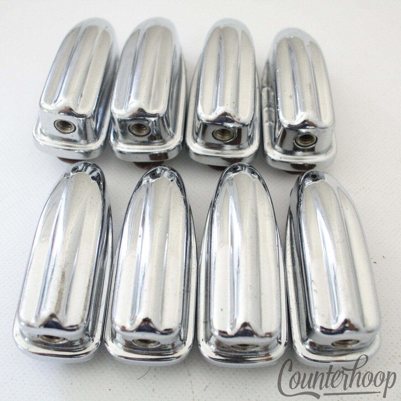 Pearl 8x Bass Drum Lugs Chrome Vintage 70s Metric 2 3/8" Japan Wood-Fiberglass* — main photograph