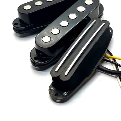 Dragonfire Phat Hot Duo Rails SSS Pickup Set ~ Duo Rails Bridge + Phat Strat Middle & Neck, BLACK image 1