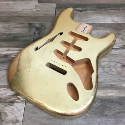 Made to Order - FRANCHIN Mercury F guitar body Relic Aged METALLIC LEAF (Gold/Silver/Copper) Basswood Poplar Stratocaster-Strat-S-Style F-hole Thinline Made in Italy image 4