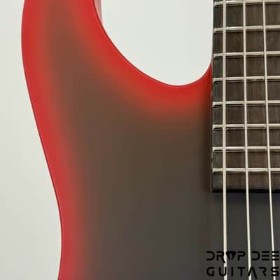 ESP LTD M-7HT Baritone Black Metal 7-String Electric Guitar - Black Red Burst Satin image 5