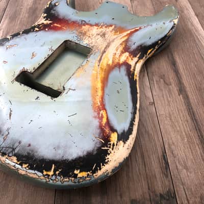 FRANCHIN Mercury guitar body Relic Aged Ice Blue Metalic over 3-Color Sunburst 100% Nitro Lacquer HSS Poplar Stratocaster-Strat-S-Style Made in Italy - Stock piece #23310826 image 12