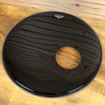 Remo 22" Powerstroke Ebony 5" Black DynamO Installed Bass Drumhead image 5