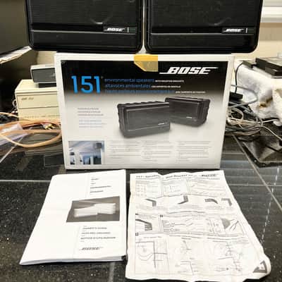 Bose 151 Indoor Outdoor Speakers w/ Mounting Brackets, Original Box & Instructions, Black image 1
