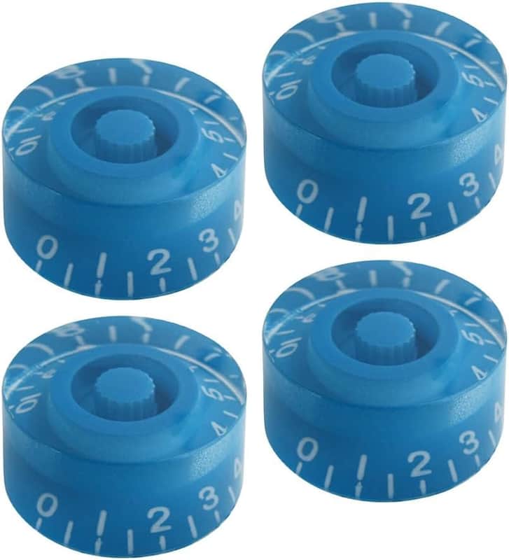 4pcs Blue Top Hat Guitar Knobs | Volume & Tone Speed Control Knob Set for Les Paul, LP-Style Electric Guitars | Split Shaft Replacement Parts Bild 1