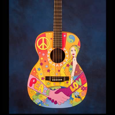Martin 000X Hippie (#24/200) Don Oriolo 2007 - Pale Orange with full color top design image 1
