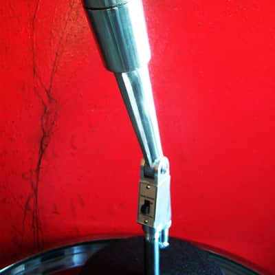 Vintage 1960's Claricon 38-504 dynamic Satin Chrome microphone w connector & desk stand Lafayette Olson Midland image 6