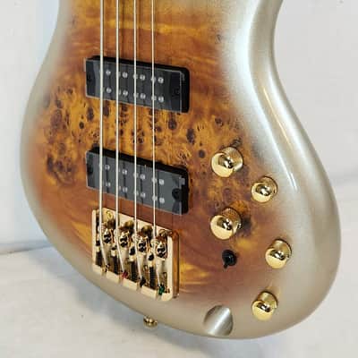 Ibanez SR400EPBDX SR Standard Bass, Poplar Burl Top, Mars Gold Metallic Burst image 5