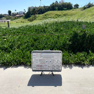 Buchla Tiptop 200t series with BPNYC ZERO Halliburton Eurorack Modular Travel Case NOS SILVER 122hp 9U image 4
