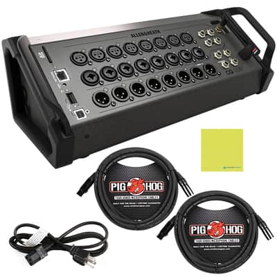 Allen & Heath AH-CQ20B Ultra-Compact 20in / 8out Digital Mixer Bundle w/ 2-Pack Pig Hog PHM15 Pig Hog 8mm Mic Cable, Power Cable and Liquid Audio Polishing Cloth image 1