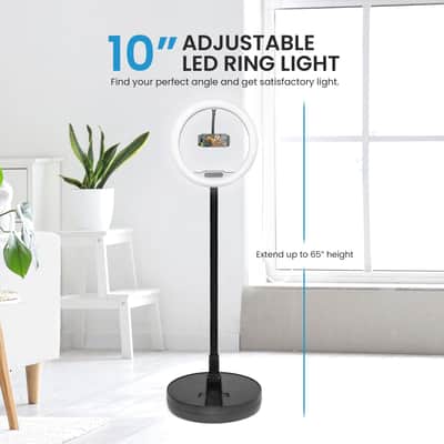 iDance LED Ring Light with Cell Phone Holder, 10", USB Powered with Bluetooth Remote Control and Foldable Adjustable Tripod Stand, Selfie, Makeup Ring Light image 3