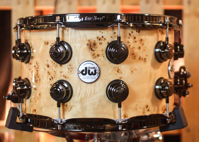 DW 8x14 Collector's Maple VLT Natural Lacquer over Mapa Burl Snare Drum - SO#1409995 image 1