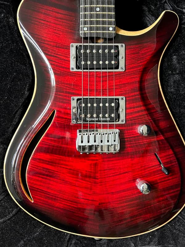 Brubaker K-4 NC (Nashville Custom) semi-hollow 2002 RED/BLACK Tiger Maple Semi Hollow w/ Hard Case image 1