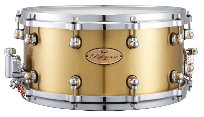 Pearl Reference One 14x6.5" Cast Brass 3mm Snare Drum Mastercast Die-cast Hoops Swivel Lugs Glide-lock Strainer RF1B1465 | WorldShip | Authorized Dealer image 1