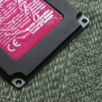 used genuine Boss Pink Label Taiwan Bottom Plate MISSING Serial Number (from 1998) - Pink Bottom Label, silver text / graphic, silver metal bottom plate (was originally from a BF-2 pedal) NO pedal / NO other items / NO screws image 10