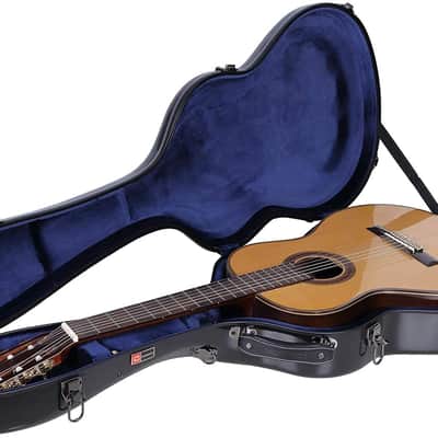 Crossrock Classical Guitar Hard Case Strong Lightweight Deluxe Fiberglass Hardshell in Black image 1