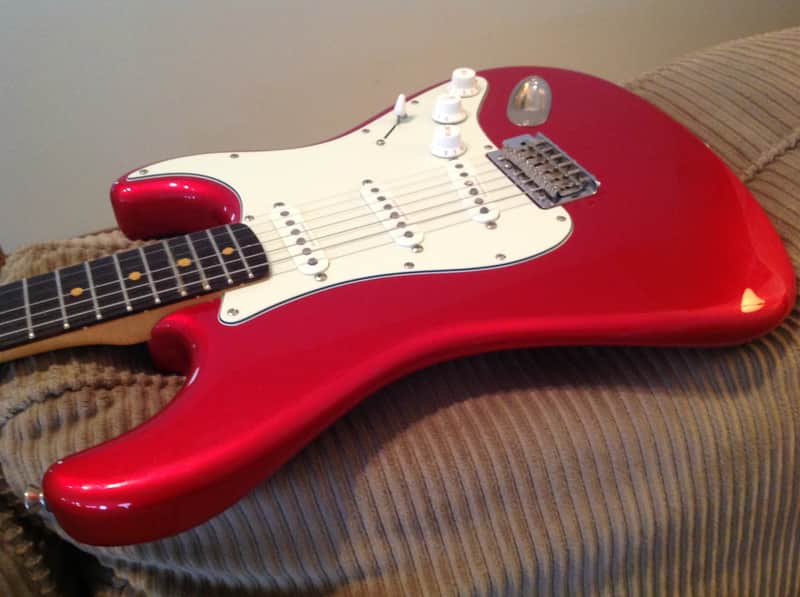 Rare Custom Clay Dot Squier Classic Vibe Stratocaster in Discontinued Scarlet Red Color image 1