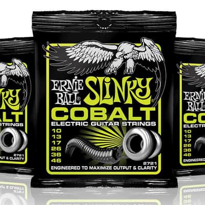 Ernie Ball 3721 Cobalt Regular Slinky Electric Guitar Strings 3-Pack image 1