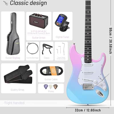 Leo Jaymz Beginner Electric Guitar SSS Pickups Complete Kit with Portable Amp image 2