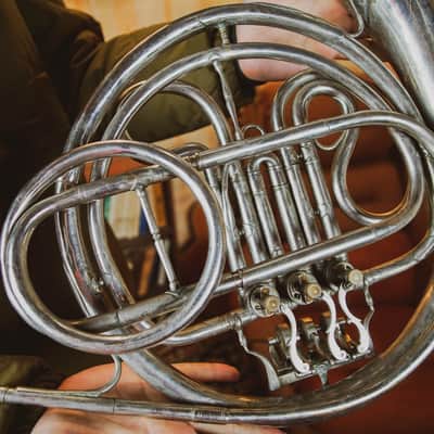 French Horn Vintage Original USSR Soviet Brass Musical Wind Instrument image 5