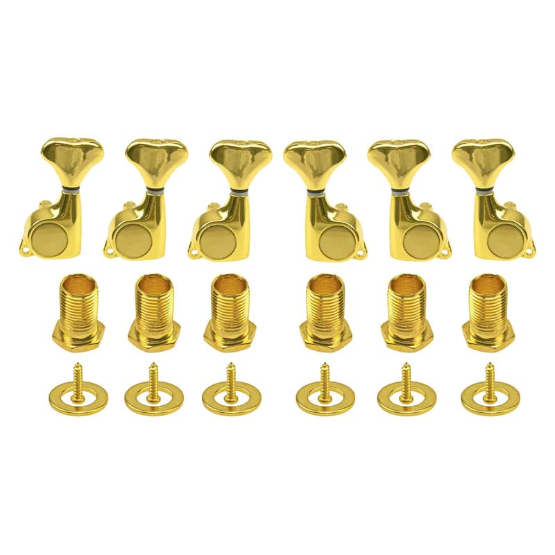 6 Guitar Machine Heads Sealed Tuning Key Pegs Tuners Set Replacement 3L+3R Compatible with Strat ST Tele SG Style Electric or Acoustic Guitars (Gold) image 1