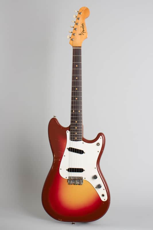 Fender  Duo-Sonic Solid Body Electric Guitar (1963), ser. #83001, original brown hard shell case. image 1