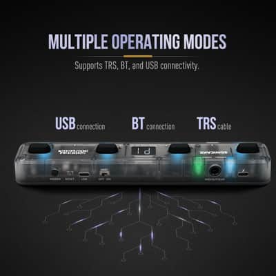 SONICAKE Pocket Control - MIDI Foot Controller, Wired/Wireless MIDI Transmission, USB Host, 4 Buttons BT Rechargeable Page Turner Pedal for Musician/Live Performance/Studio (Transparent Black) image 3