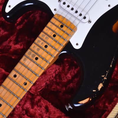 Fender Custom Shop Stratocaster 1955 Heavy Relic Aged Black over 2 Tone Sunburst 30th Anniversary #045 image 5